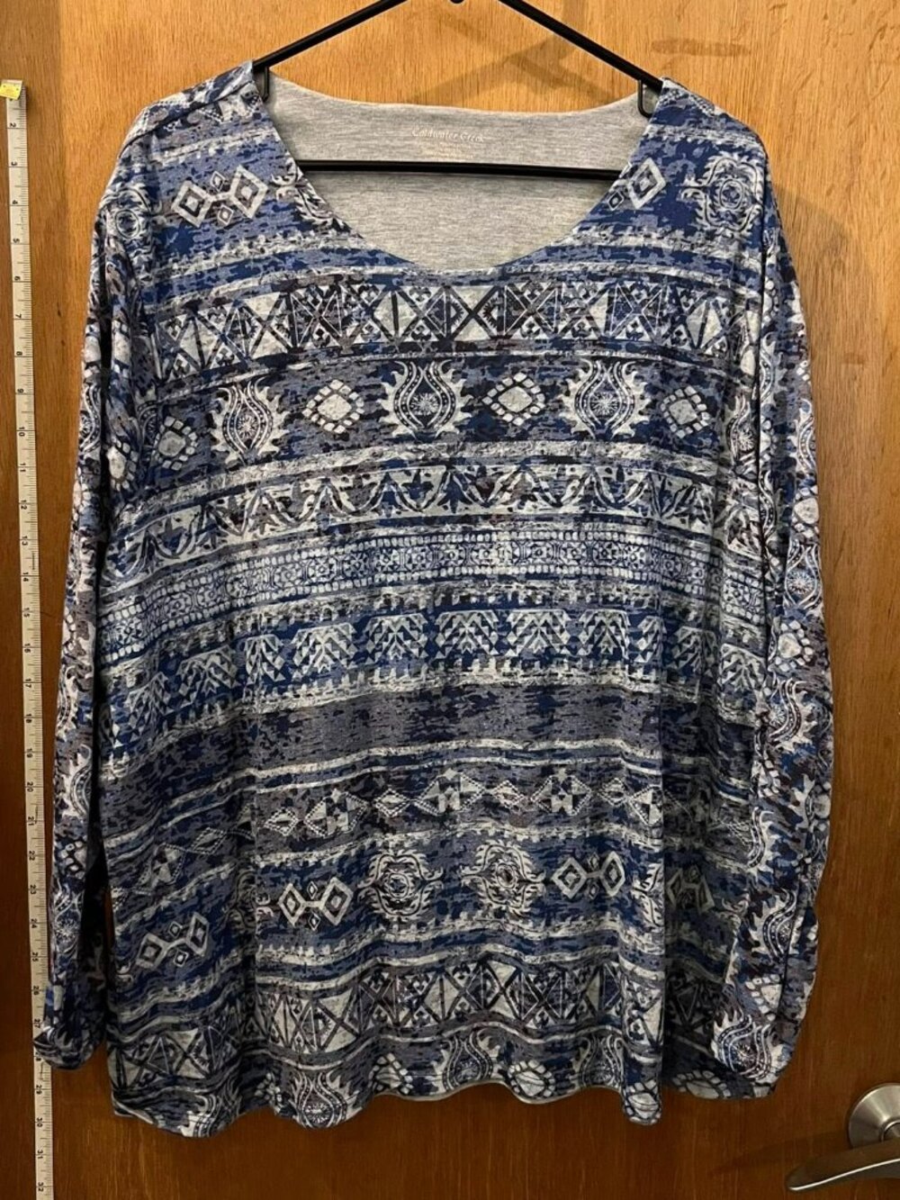 Size 3X - Coldwater Creek - Gray and Blue Long Sleeve Knit Pullover